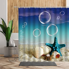 Summer Day Vacation Sandy Beach Shower Curtain Starfish Conch Background Bathroom Decoration Waterproof Bath Curtains With Hooks 2024 - buy cheap