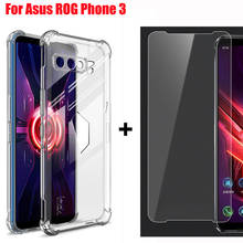 Capa transparente macia à prova de choque para celulares asus rog phone 3 zs661ks capa de silicone para amortecedor de ar transparente rog phone 3 com película de tela 2024 - compre barato