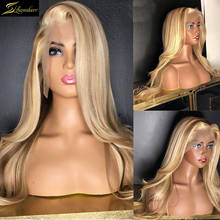 Peruca ombré loira marrom 613 graus, de renda frontal completa 250 transparente, cabelo humano, peruca pré-selecionada 30 40 polegadas 2024 - compre barato