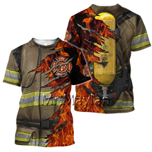 Camisa masculina com estampa 3d de bombeiros, camiseta de manga curta e estampada unissex da moda, 2020 2024 - compre barato
