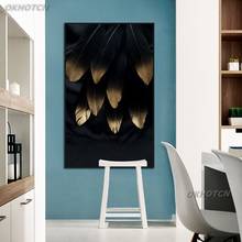 Nordic Style Black And Gold Feather Canvas Painting Minimalism Poster And Print Wall Art Picture Bedroom Living Room Home Decor 2024 - buy cheap