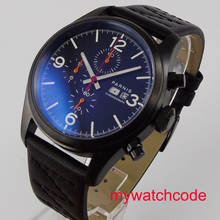 42mm Parnis black dial multifunctional date week display OS00 quartz movement leather strap men's watch  Relogio Masculino 2023 - купить недорого
