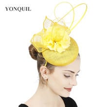 Women Ladies Elegant Wedding Fascinator Hats 4-Layer Nice Sinamay Headpiece Headbands Bride Cocktail Race Hair Accessories 2024 - buy cheap