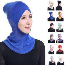 Niqab-lenço de cabeça com elástico feminino, cores sólidas, turbante islâmico, roupa íntima, para cabeça, inverno 2024 - compre barato