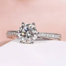 Anel de ouro branco 18k puro, luxo, 6 garras, joia de moissanite, anel romântico de aniversário de noivado 2024 - compre barato