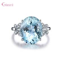 925 Sterling Silver Natural Blue Cubic Zircon Rings for Women Butterfly Ring Romantic Wedding Engagement Fine Jewelry 2024 - buy cheap