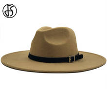 Fedora de lana de ala ancha para mujer, sombrero de fieltro elegante con cinturón, estilo británico FS 2021, Panamá, para invierno 2024 - compra barato
