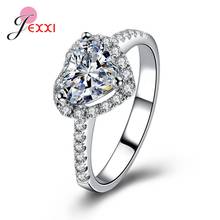 Fashion 925 Sterling Silver Crystal Heart Shaped Wedding Rings For Women Girl Zircon Engagement Rings Glamour Jewelry 2024 - buy cheap