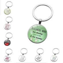 Round Keychain Glass Pattern Letters Thank You Teacher Key Ring Teacher'S Day Gift Time Gems Glass Keychain 2024 - buy cheap