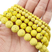 YHBZRET-Cuentas sueltas de goma amarillo claro, piedra de Lava Natural, 4/6/8/10/12MM, espaciador redondo, para fabricación de joyas, pulsera DIY, venta al por mayor 2024 - compra barato