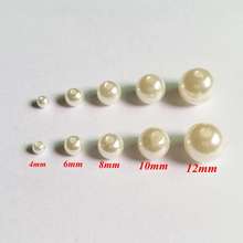 Cuentas de perlas de imitación de marfil de 4-12mm, espaciador de bolas redondas lisas de acrílico para fabricación de joyas, collar y pulsera 2024 - compra barato