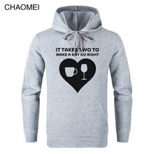 It Takes Two To Make a Day Go Right Hoodie Men Women 2019 Warm Fleece Sweatshirts Heart-shaped Print Pullovers Hoody C20 2024 - buy cheap