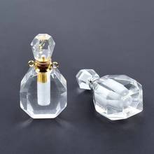Frasco de perfume de cristal de quartzo, polido com pedras naturais e minerais, pedras preciosas, joias finas de cura reiki, presentes 2024 - compre barato