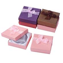 Caixas para presentes de dia dos namorados 6 peças, quadrado, com laço, fita de papelão, pulseira de joias, caixa de embalagem 2024 - compre barato