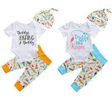 0-18M Newborn Toddler Baby Boys Clothes Sets Cartoon Animal Print Short Sleeve Romper Tops+Pants+Hats 3pcs 2024 - buy cheap