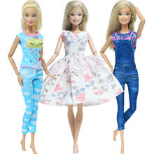 Roupas de boneca tricotada artesanal de 3 tamanhos, estampa fofa com camisa, saia, calças, roupas para boneca barbie acessórios brinquedos de 12'' 2024 - compre barato