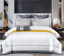Ropa de cama bordada de lujo, juego de funda nórdica de algodón egipcio, fundas de almohada, tamaño King y Queen, 600TC 2024 - compra barato