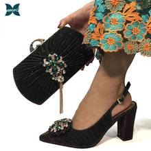 Conjunto de bolsa y zapatos de fiesta para mujer, moda nigeriana, diseño italiano, cristal, estilo Noble, D.Green, 2021 2024 - compra barato
