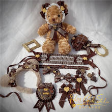 Acessórios de cabelo cosplay banda urso tiramisu vinho coração cacau hairpin topo chapéu chocolate marrom doce lolita kc bandana lado clipe 2024 - compre barato