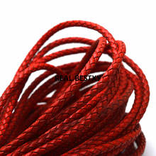 Tira de cordón de cuero auténtico, cuerda redonda roja de 5mm para pulsera, collar y joyería, diy, 2 m/lote 2024 - compra barato