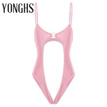 Womens Sexy Bodysuit Erotic Lingerie Sex Costume Silky Deep V Neck Sleeveless Crotchless Open Butt Leotard Bodysuit Nightwear 2024 - buy cheap