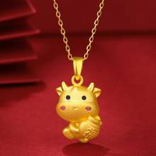 Colgante de vaca de oro de Año Nuevo, estatua de buey chino, collar de bendición de la suerte, joyería B36D, 2021 2024 - compra barato