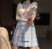 [Shallow Sea Salt] Girl's Women's Japanese Summer High Waist Pleated Plaid Skirts For JK School Uniform Students Cloths 2024 - buy cheap