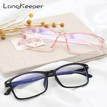 Longkeeper óculos masculino e feminino, armação retangular de vidro transparente para homens e mulheres, preto e azul 2024 - compre barato