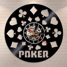 Vinyl Record Black Hanging Poker King Rummy Play Cards 3D Wall Watches LED Light Illuminated Modern Design Poker Lover Gift 2024 - buy cheap