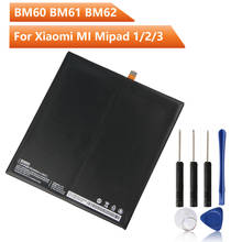 Xiao Mi оригинальная запасная батарея для телефона BM60 для Xiaomi Mipad 1 A0101 BM60 аутентичная аккумуляторная батарея 6700 мАч 2024 - купить недорого