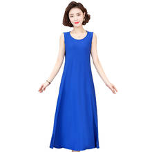 Summer Vintage Long Dress Woman Casual Modal Stretch O-Neck Sleeveless Dresses for Women A-Line Back To The Basics Sundress 2024 - buy cheap