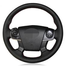 Funda para volante de coche, cuero Artificial negro cosido a mano para Toyota Camry 2012 2013 2014 2024 - compra barato