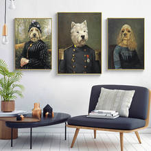 Pinturas al óleo de perro en uniforme militar, impresiones artísticas en lienzo, carteles e impresiones de perros encantadores, imágenes artísticas para pared del hogar, decoración 2024 - compra barato