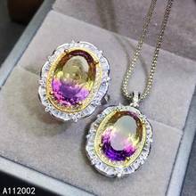 KJJEAXCMY Fine Jewelry Ametrine 925 Sterling Silver Women Gemstone Pendant Necklace Chain Ring Set Noble Hot Selling 2024 - buy cheap