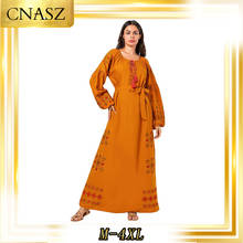 Марокканский кафтан модное и удобное MuDslim платье большого размера женское вышитое с длинным рукавом осеннее арабское платье 2024 - купить недорого