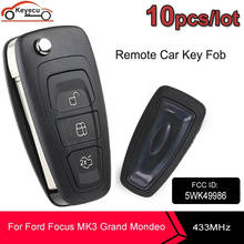 KEYECU-mando a distancia para coche, llave con 3 botones, 434MHz, Chip ID83, Fob, para Ford c-max, Focus, Grand c-max, Mondeo, 2010-2014, p/n: 5WK49986, 10 unids/lote 2024 - compra barato
