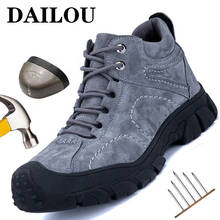 Work Boots Men Steel Toe Safety Shoes Plush Warm Winter Boots Puncture-Proof Work Safety Boots Leather Waterproof Work Shoes 2024 - buy cheap