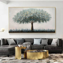 Pintura al óleo sobre lienzo para decoración de sala de estar, mejor árbol abstracto, Ola al atardecer, pintado a mano, arte de pared, sala de estar imagen para, 100% 2024 - compra barato