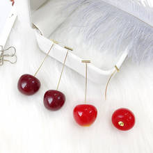 Funny Cute Simulation Cherry Asymmetrical Earrings Women's Fashion Personality Creative Fruit Cherries Jewelry Birthday Gifts 2024 - buy cheap