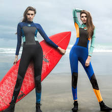 HISEA Woman one piece High Elastic 1.5mm neoprene wetsuit Surfing diving suit splicing classic long sleeved Swimsuit Equipment 2024 - buy cheap