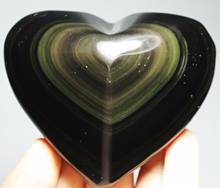 Natural Cats Eye Obsidian Quartz Crystal Heart Shaped Healing 2024 - buy cheap
