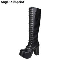 Angelic imprint mori girl Women punk motorcycle boots lady lolita Boots woman high heels pumps dress party shoes 33-44 platform 2024 - buy cheap