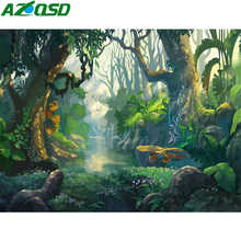 Azqsd imagem pintura a óleo por números floresta pintura à mão kit pintura em tela por números paisagem sem moldura decoração de casa 2024 - compre barato