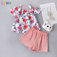 Conjunto de ropa para niñas pequeñas, blusa con tirantes florales, pantalones cortos, traje de 2 piezas de manga corta, ropa para bebés de 2 a 6 años, verano 2021 2024 - compra barato