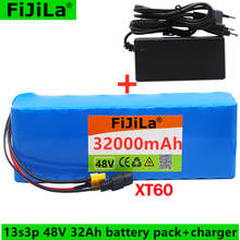 Bateria para bicicleta elétrica, bateria para 48v, 13 p, 32ah, 100% w, alta potência, com plugue xt60, carregador 2024 - compre barato