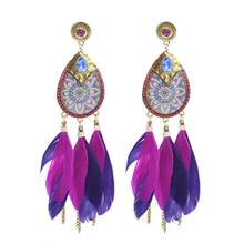 Bohemian Feather Drop Earrings Ethnic Long Tassel Earrings for Women Hippie Festival Party Jewelry Indian Turkish Tribal Gypsy 2024 - buy cheap