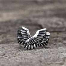 Anjo da guarda asas anel gótico aço inoxidável biker anéis jóias originais 2024 - compre barato
