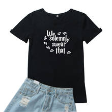 We Solemnly Swear That T Shirt for Women Funny Shoe Print Pattern Tee Shirt Femme Personality Letters Clothes Tops Women T-shirt 2024 - buy cheap