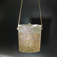 XIYUAN-cartera de mano de cristal para mujer, con cadena bolso de hombro, carcasa dura de Metal, elegante, para boda, nupcial 2024 - compra barato