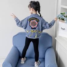 Girls Fashion Embroidered Denim Jacket Spring Fall Children's Cute Bow Spliced Princess Coat Kids Casual Outerwear Clothes P300 2024 - buy cheap